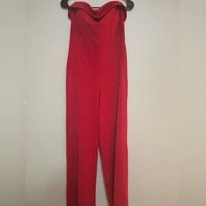 Elegant Red Strapless Jumpsuit